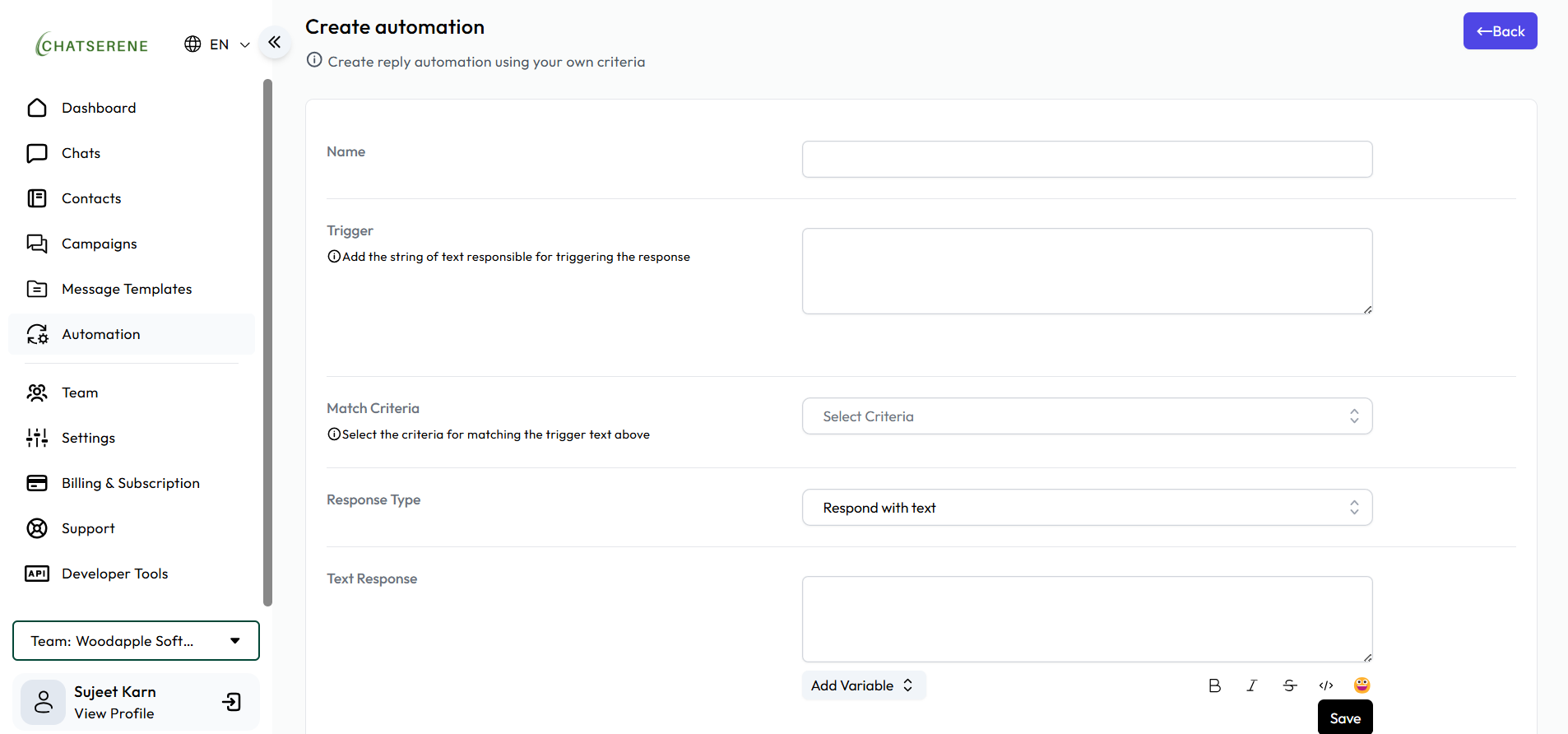 ChatSerene Automation