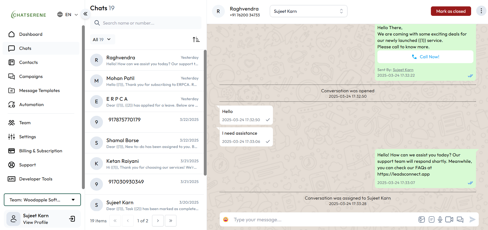 ChatSerene Chats